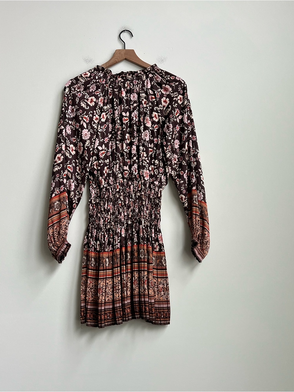 Anthropologie current air Alyce smocked waist floral dress Hippie long sleeve - Picture 14 of 16